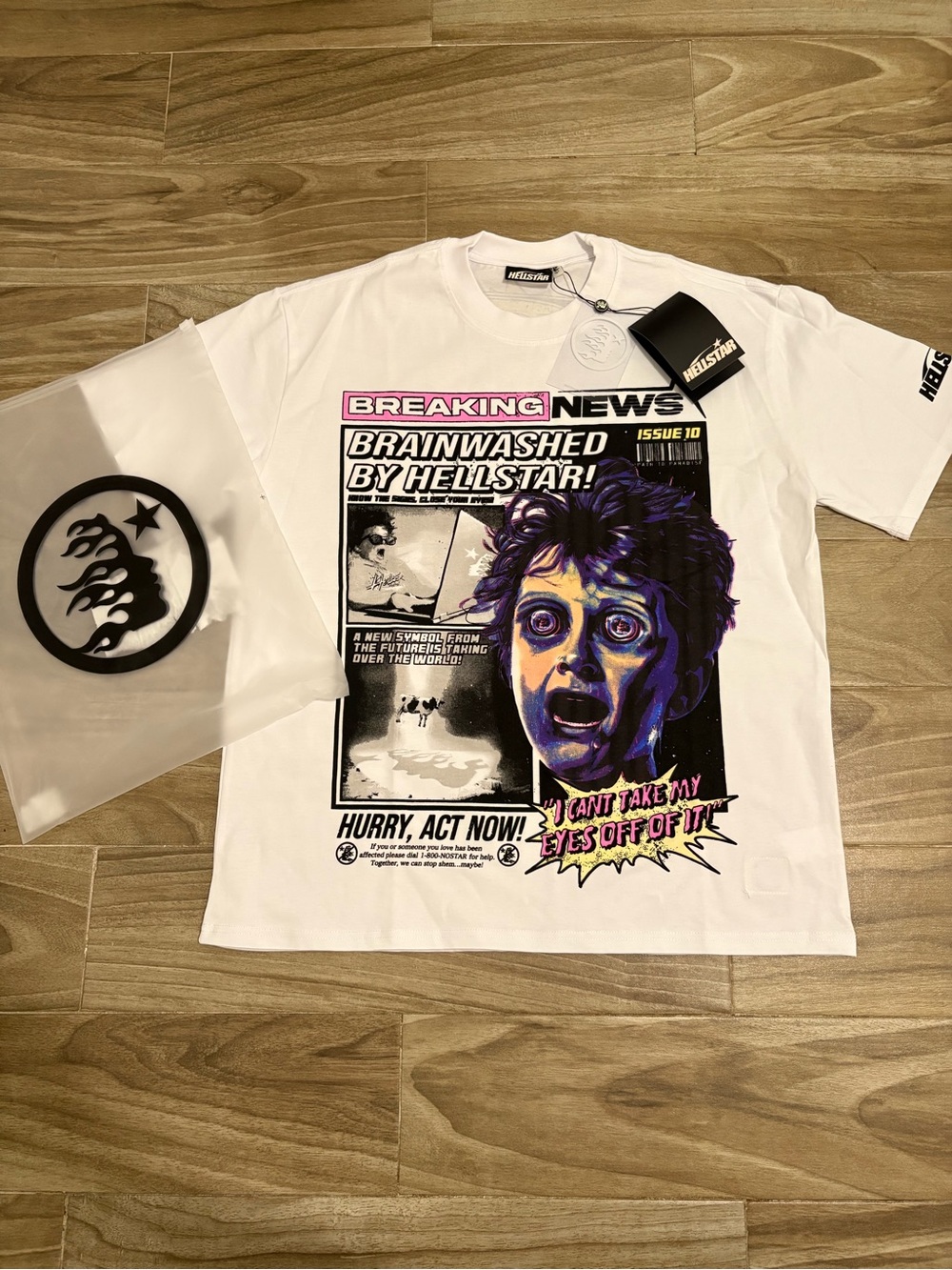 Hellstar 'Breaking News' White Graphic Tee